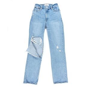ABERCROMBIE 90s Straight Ultra High Rise Jean Curve Love Distressed Light 25